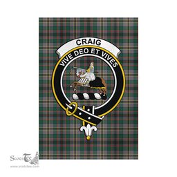 Scottish Craig Ancient Tartan Flag with Family Crest - Tartan Garden Flag Scottish Plaid Tartan Plaid - ScotsTee - scotstee.com