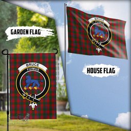 Scottish Bruce Old Tartan Flag with Family Crest - Tartan Garden Flag Scottish Plaid Tartan Plaid - ScotsTee - scotstee.com