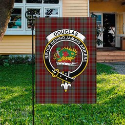 Scottish Douglas Ancient Red Tartan Flag with Family Crest - Tartan Garden Flag Scottish Plaid Tartan Plaid - ScotsTee - scotstee.com