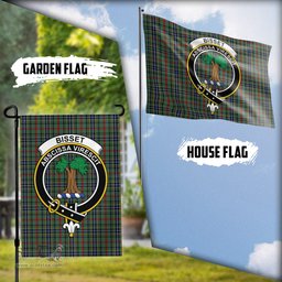 Scottish Bisset Tartan Flag with Family Crest - Tartan Garden Flag Scottish Plaid Tartan Plaid - ScotsTee - scotstee.com