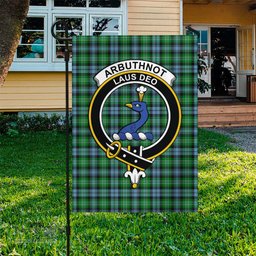 Scottish Arbuthnot Ancient Tartan Flag with Family Crest - Tartan Garden Flag Scottish Plaid Tartan Plaid - ScotsTee - scotstee.com
