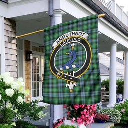 Scottish Arbuthnot Ancient Tartan Flag with Family Crest - Tartan Garden Flag Scottish Plaid Tartan Plaid - ScotsTee - scotstee.com