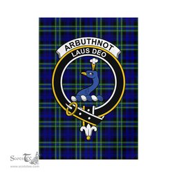 Scottish Arbuthnot Modern Tartan Flag with Family Crest - Tartan Garden Flag Scottish Plaid Tartan Plaid - ScotsTee - scotstee.com