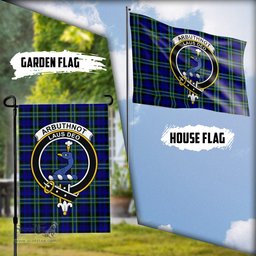 Scottish Arbuthnot Modern Tartan Flag with Family Crest - Tartan Garden Flag Scottish Plaid Tartan Plaid - ScotsTee - scotstee.com