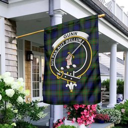 Scottish Gunn Modern Tartan Flag with Family Crest - Tartan Garden Flag Scottish Plaid Tartan Plaid - ScotsTee - scotstee.com