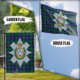 Scottish Black Watch Modern Tartan Flag with Family Crest - Tartan Garden Flag Scottish Plaid Tartan Plaid - ScotsTee - scotstee.com