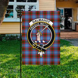 Scottish Dalmahoy Tartan Flag with Family Crest - Tartan Garden Flag Scottish Plaid Tartan Plaid - ScotsTee - scotstee.com