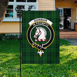 Scottish Dunbar Hunting Tartan Flag with Family Crest - Tartan Garden Flag Scottish Plaid Tartan Plaid - ScotsTee - scotstee.com