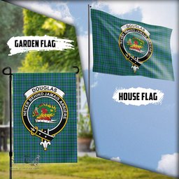 Scottish Douglas Ancient Tartan Flag with Family Crest - Tartan Garden Flag Scottish Plaid Tartan Plaid - ScotsTee - scotstee.com