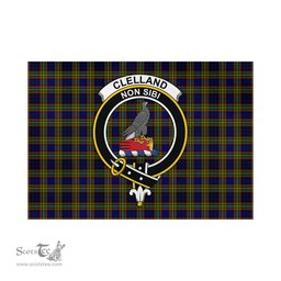 Scottish Clelland Modern Tartan Flag with Family Crest - Tartan Garden Flag Scottish Plaid Tartan Plaid - ScotsTee - scotstee.com