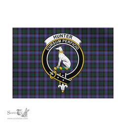 Scottish Hunter Modern Tartan Flag with Family Crest - Tartan Garden Flag Scottish Plaid Tartan Plaid - ScotsTee - scotstee.com