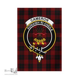 Scottish Cameron Black and Red Tartan Flag with Family Crest - Tartan Garden Flag Scottish Plaid Tartan Plaid - ScotsTee - scotstee.com