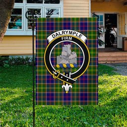 Scottish Dalrymple Tartan Flag with Family Crest - Tartan Garden Flag Scottish Plaid Tartan Plaid - ScotsTee - scotstee.com