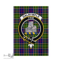 Scottish Dalrymple Tartan Flag with Family Crest - Tartan Garden Flag Scottish Plaid Tartan Plaid - ScotsTee - scotstee.com