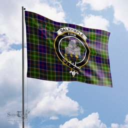 Scottish Dalrymple Tartan Flag with Family Crest - Tartan Garden Flag Scottish Plaid Tartan Plaid - ScotsTee - scotstee.com