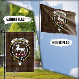 Scottish Cochrane Modern Tartan Flag with Family Crest - Tartan Garden Flag Scottish Plaid Tartan Plaid - ScotsTee - scotstee.com