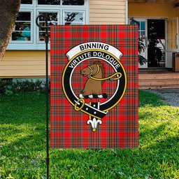 Scottish Binning Tartan Flag with Family Crest - Tartan Garden Flag Scottish Plaid Tartan Plaid - ScotsTee - scotstee.com