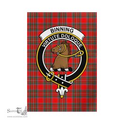 Scottish Binning Tartan Flag with Family Crest - Tartan Garden Flag Scottish Plaid Tartan Plaid - ScotsTee - scotstee.com