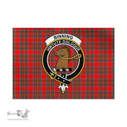 Scottish Binning Tartan Flag with Family Crest - Tartan Garden Flag Scottish Plaid Tartan Plaid - ScotsTee - scotstee.com