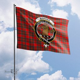 Scottish Binning Tartan Flag with Family Crest - Tartan Garden Flag Scottish Plaid Tartan Plaid - ScotsTee - scotstee.com