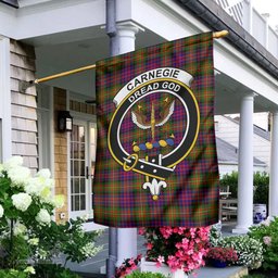 Scottish Carnegie Modern Tartan Flag with Family Crest - Tartan Garden Flag Scottish Plaid Tartan Plaid - ScotsTee - scotstee.com