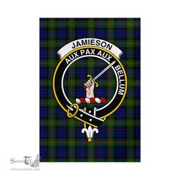 Scottish Jamieson Tartan Flag with Family Crest - Tartan Garden Flag Scottish Plaid Tartan Plaid - ScotsTee - scotstee.com