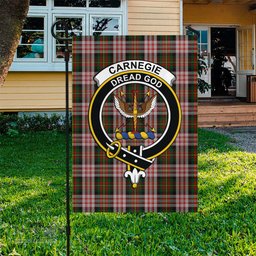 Scottish Carnegie Dress Tartan Flag with Family Crest - Tartan Garden Flag Scottish Plaid Tartan Plaid - ScotsTee - scotstee.com