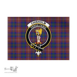 Scottish Chisholm Hunting Modern Tartan Flag with Family Crest - Tartan Garden Flag Scottish Plaid Tartan Plaid - ScotsTee - scotstee.com