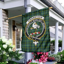 Scottish Cranstoun Tartan Flag with Family Crest - Tartan Garden Flag Scottish Plaid Tartan Plaid - ScotsTee - scotstee.com