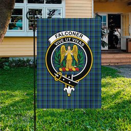 Scottish Falconer Tartan Flag with Family Crest - Tartan Garden Flag Scottish Plaid Tartan Plaid - ScotsTee - scotstee.com