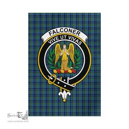 Scottish Falconer Tartan Flag with Family Crest - Tartan Garden Flag Scottish Plaid Tartan Plaid - ScotsTee - scotstee.com