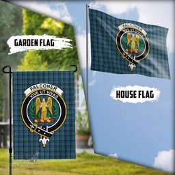 Scottish Falconer Tartan Flag with Family Crest - Tartan Garden Flag Scottish Plaid Tartan Plaid - ScotsTee - scotstee.com