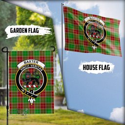 Scottish Baxter Modern Tartan Flag with Family Crest - Tartan Garden Flag Scottish Plaid Tartan Plaid - ScotsTee - scotstee.com