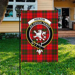 Scottish Heron Tartan Flag with Family Crest - Tartan Garden Flag Scottish Plaid Tartan Plaid - ScotsTee - scotstee.com