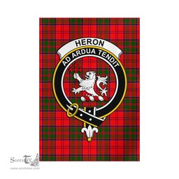 Scottish Heron Tartan Flag with Family Crest - Tartan Garden Flag Scottish Plaid Tartan Plaid - ScotsTee - scotstee.com