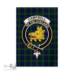 Scottish Campbell Modern Tartan Flag with Family Crest - Tartan Garden Flag Scottish Plaid Tartan Plaid - ScotsTee - scotstee.com