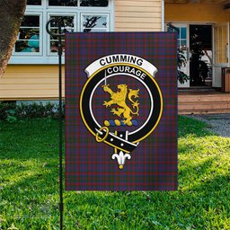 Scottish Cumming Tartan Flag with Family Crest - Tartan Garden Flag Scottish Plaid Tartan Plaid - ScotsTee - scotstee.com
