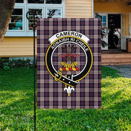 Scottish Cameron of Erracht Dress Tartan Flag with Family Crest - Tartan Garden Flag Scottish Plaid Tartan Plaid - ScotsTee - scotstee.com