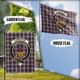 Scottish Cameron of Erracht Dress Tartan Flag with Family Crest - Tartan Garden Flag Scottish Plaid Tartan Plaid - ScotsTee - scotstee.com