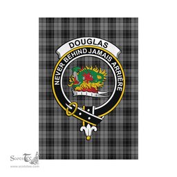 Scottish Douglas Grey Tartan Flag with Family Crest - Tartan Garden Flag Scottish Plaid Tartan Plaid - ScotsTee - scotstee.com