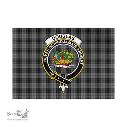Scottish Douglas Grey Tartan Flag with Family Crest - Tartan Garden Flag Scottish Plaid Tartan Plaid - ScotsTee - scotstee.com