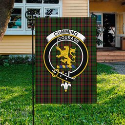 Scottish Cumming Hunting Tartan Flag with Family Crest - Tartan Garden Flag Scottish Plaid Tartan Plaid - ScotsTee - scotstee.com