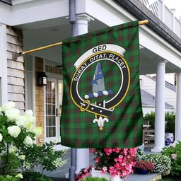 Scottish Ged Tartan Flag with Family Crest - Tartan Garden Flag Scottish Plaid Tartan Plaid - ScotsTee - scotstee.com