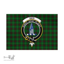 Scottish Ged Tartan Flag with Family Crest - Tartan Garden Flag Scottish Plaid Tartan Plaid - ScotsTee - scotstee.com
