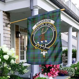 Scottish Davidson Ancient Tartan Flag with Family Crest - Tartan Garden Flag Scottish Plaid Tartan Plaid - ScotsTee - scotstee.com