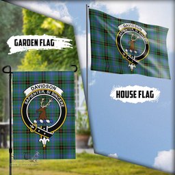 Scottish Davidson Ancient Tartan Flag with Family Crest - Tartan Garden Flag Scottish Plaid Tartan Plaid - ScotsTee - scotstee.com