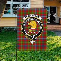 Scottish Forrester Tartan Flag with Family Crest - Tartan Garden Flag Scottish Plaid Tartan Plaid - ScotsTee - scotstee.com