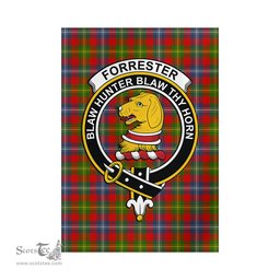 Scottish Forrester Tartan Flag with Family Crest - Tartan Garden Flag Scottish Plaid Tartan Plaid - ScotsTee - scotstee.com