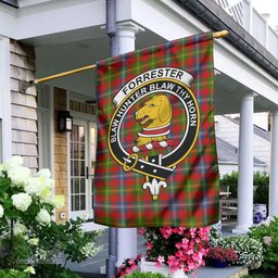 Scottish Forrester Tartan Flag with Family Crest - Tartan Garden Flag Scottish Plaid Tartan Plaid - ScotsTee - scotstee.com