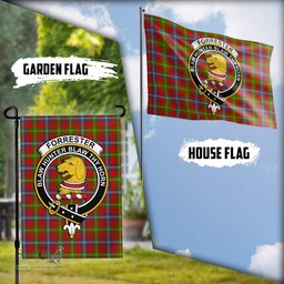 Scottish Forrester Tartan Flag with Family Crest - Tartan Garden Flag Scottish Plaid Tartan Plaid - ScotsTee - scotstee.com